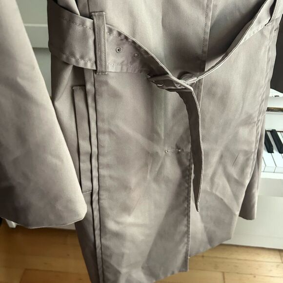 Jacob Y2K Tan Trench Jacket with Red Polka Dot Lining 3/4 Sleeves M - Picture 13 of 16